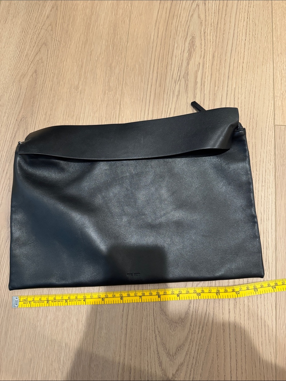 Minimal Black Leather Shoulder Bag with Curved Handle - Picture 4 of 6